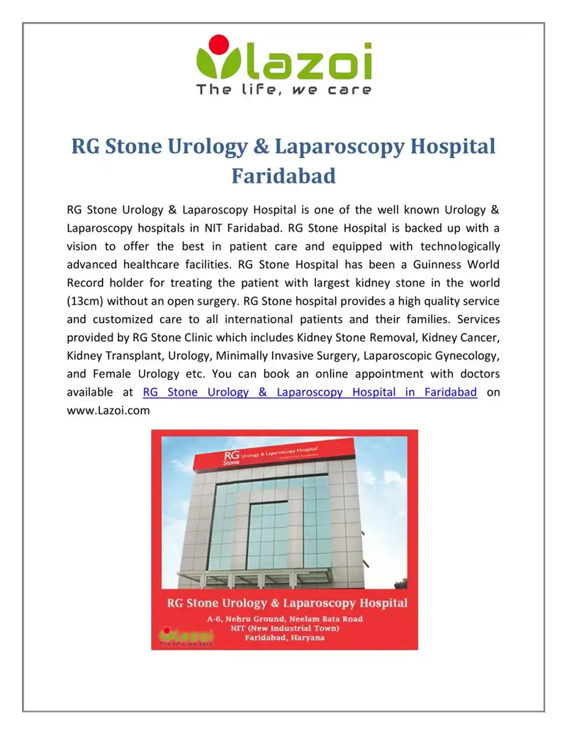 RG Stone Urology and Laparoscopy Hospital, Faridabad